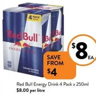Foodworks Red Bull Energy Drink 4 Pack x 250ml offer