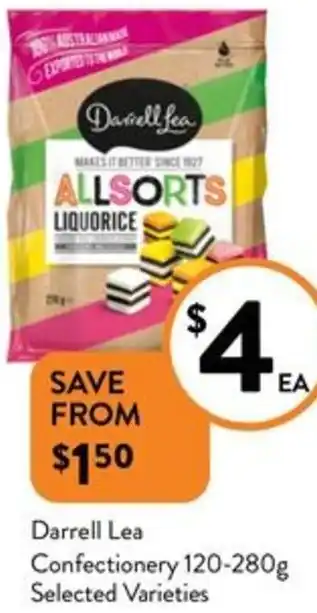 Foodworks Darrell Lea Confectionery 120-280g offer