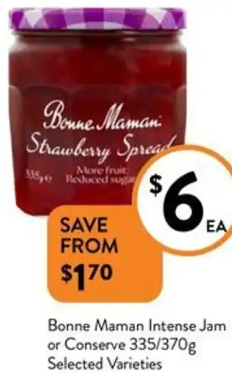 Foodworks Bonne Maman Intense Jam or Conserve 335/370g offer