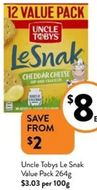 Foodworks Uncle Tobys Le Snak Value Pack 264g offer