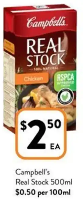 Foodworks Campbell's Real Stock 500ml offer