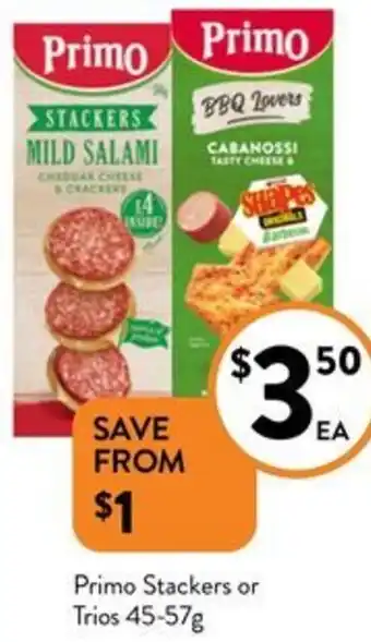 Foodworks Primo Stackers or Trios 45-57g offer