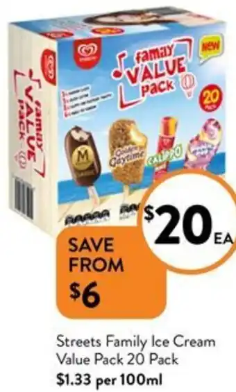 Foodworks Streets Family Ice Cream Value Pack 20 Pack offer