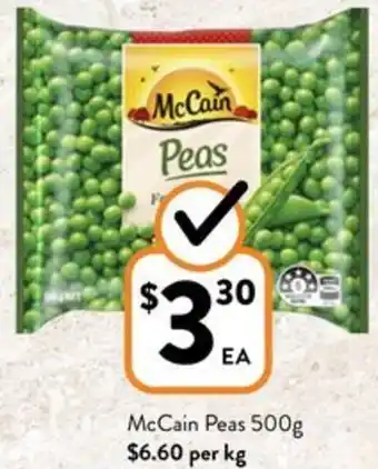 Foodworks McCain Peas 500g offer