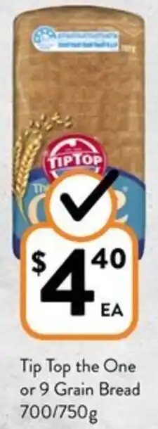Foodworks Tip Top the One or 9 Grain Bread 700/750g offer