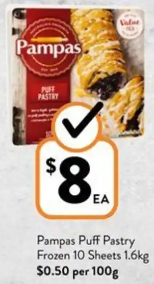 Foodworks Pampas Puff Pastry Frozen 10 Sheets 1.6kg offer