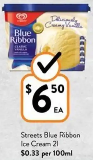 Foodworks Streets Blue Ribbon Ice Cream 2l offer