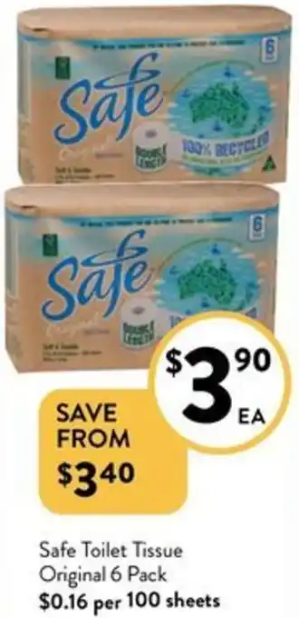 Foodworks Safe Toilet Tissue Original 6 Pack offer
