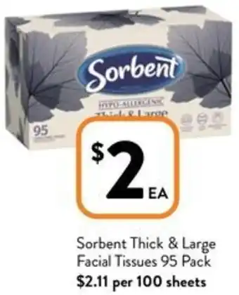 Foodworks Sorbent Thick & Large Facial Tissues 95 Pack offer