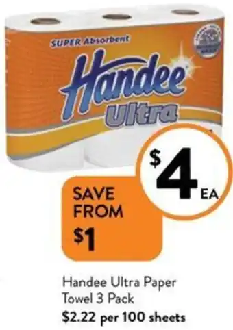 Foodworks Handee Ultra Paper Towel 3 Pack offer
