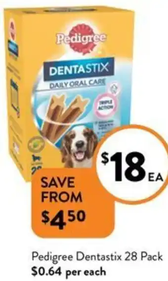 Foodworks Pedigree Dentastix 28 Pack offer