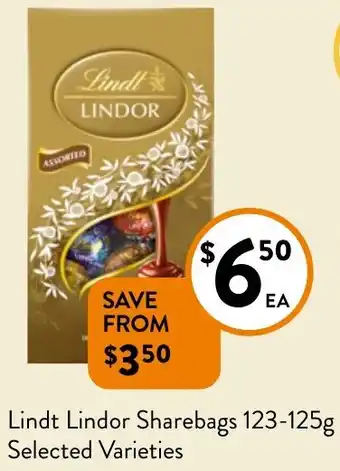 Foodworks Lindt Lindor Sharebags 123-125g offer