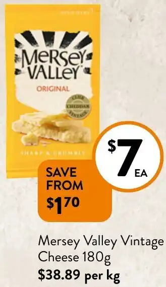 Foodworks Mersey Valley Vintage Cheese 180g offer