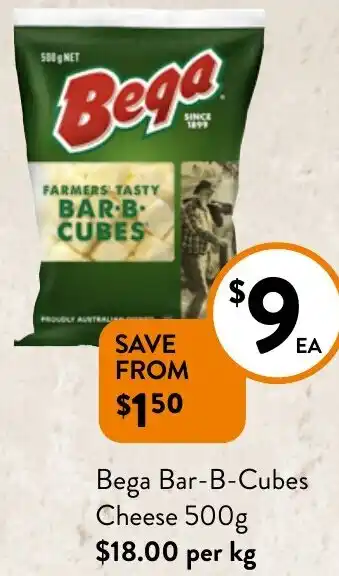 Foodworks Bega Bar-B-Cubes Cheese 500g offer