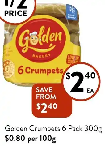 Foodworks Golden Crumpets 6 Pack 300g offer