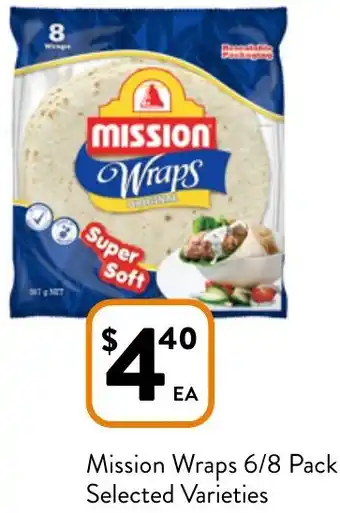 Foodworks Mission Wraps 6/8 Pack offer
