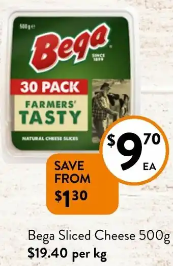 Foodworks Bega Sliced Cheese 500g offer