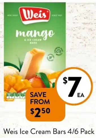 Foodworks Weis Ice Cream Bars 4/6 Pack offer