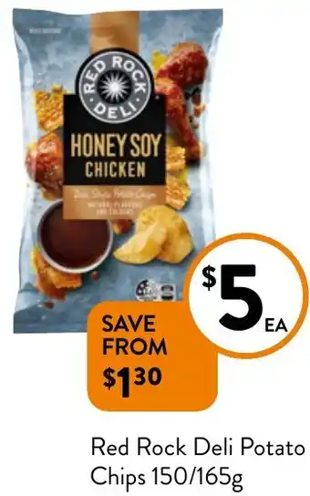 Foodworks Red Rock Deli Potato Chips 150/165g offer