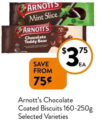 Foodworks Arnott's Chocolate Coated Biscuits 160-250g offer