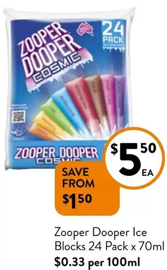 Foodworks Zooper Dooper Ice Blocks 24 Pack x 70ml offer