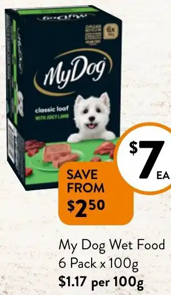 Foodworks My Dog Wet Food 6 Pack x 100g offer