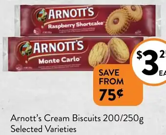 Foodworks Arnott's Cream Biscuits 200/250g offer