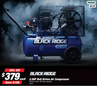 Sprint Auto Parts Black Ridge Belt Driven Air Compressor 2.5HP offer