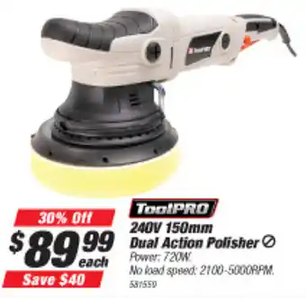Sprint Auto Parts ToolPro Dual Action Polisher 240V 150mm offer