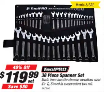 Sprint Auto Parts ToolPro Spanner Set 38 pieces offer