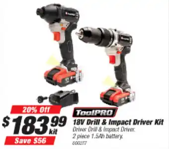 ToolPro Drill & Impact Driver Kit 18V