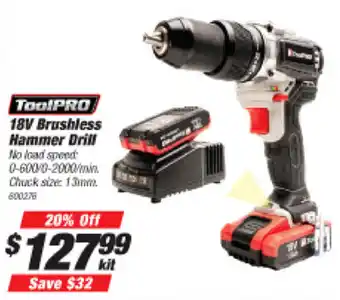ToolPro Brushless Hammer Drill 18V