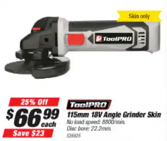 Sprint Auto Parts ToolPro Angle Grinder Skin 115mm 18V offer
