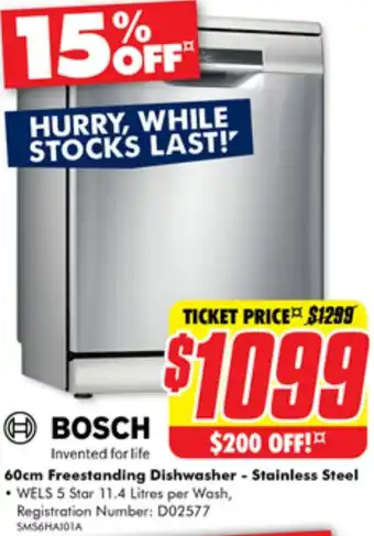 The Good Guys 60cm Freestanding Dishwasher - Stainless Steel offer