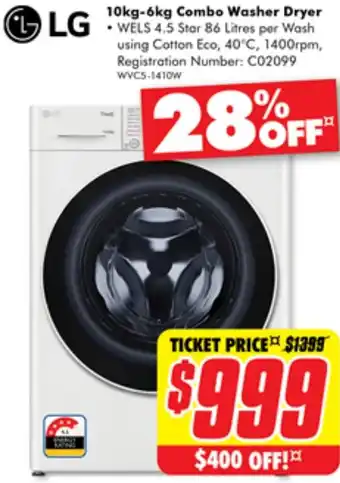 The Good Guys 10kg-6kg Combo Washer Dryer offer