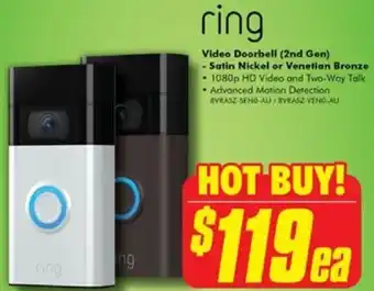 The Good Guys Video Doorbell (2nd Gen) - Satin Nickel or Venetian Bronze offer