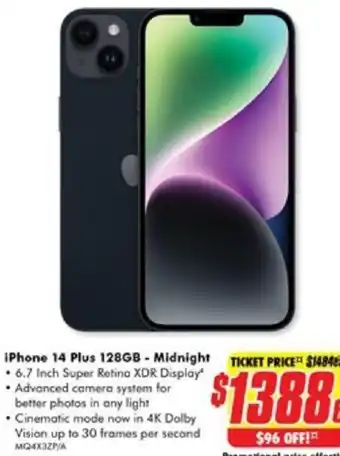 The Good Guys iPhone 14 Plus 128GB - Midnight offer