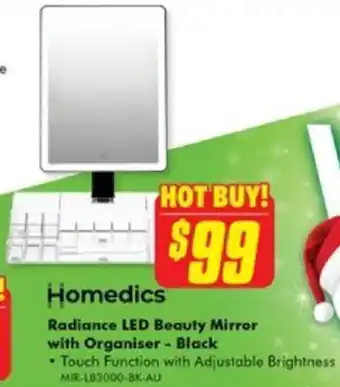 The Good Guys Radiance LED Beauty Mirror with Organiser - Black offer