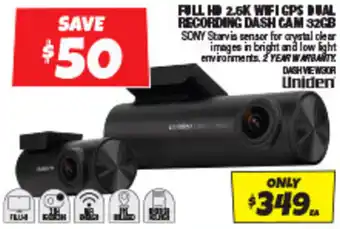 Autobarn FULLH 2.5K WIFI GPS DUAL RECORDING DASH CAM 32GB offer