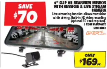 Autobarn 9 CLIP ON REARVIEW MIRROR WITH REVERSE & LIVE STREAM CAMERA offer