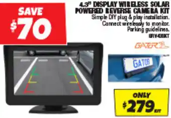 Autobarn 4.3" DISPLAY WIRELESS SOLAR POWERED REVERSE CAMERA KIT offer