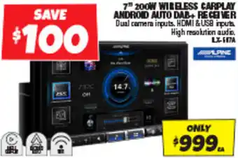 Autobarn 7" 200W WIRELESS CARPLAY ANDROID AUTO DAB+ RECOVER offer