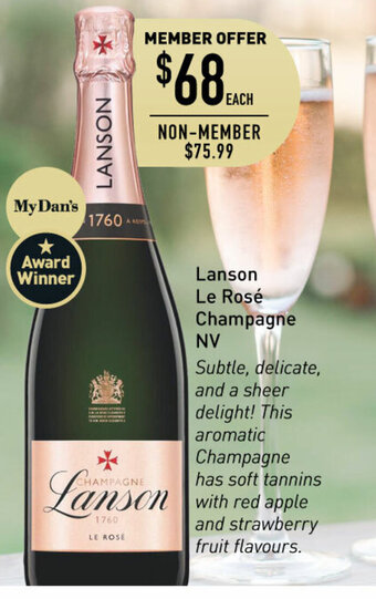 Dan Murphy's Lanson Le Rosé Champagne NV offer