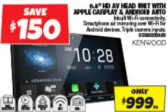 6.8" HD AV HEAD UNIT WITH APPLE CARPLAY & ANDROID AUTO
