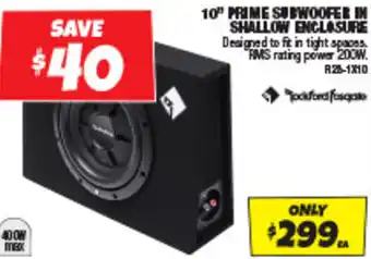 Autobarn 10" PRIME SUBWOOFER IN SHALLOW ENCLOSURE offer