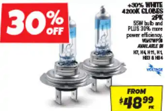 Autobarn +30% WHITE 4200K GLOBES 2PK offer