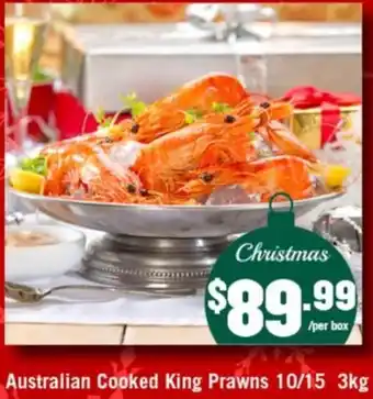 Australian Cooked King Prawns 10/15 3kg