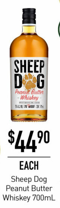 Dan Murphy's Sheep Dog Peanut Butter Whiskey 700ml offer