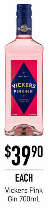 Dan Murphy's Vickers Pink Gin 700ml offer