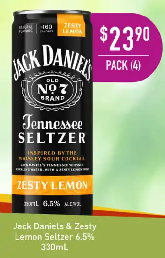 Dan Murphy's Jack Daniels & Zesty Lemon Seltzer 6,5% 330ml offer